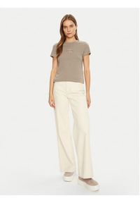 Calvin Klein Jeans T-Shirt Monologo J20J223563 Beżowy Slim Fit. Kolor: beżowy. Materiał: bawełna #4
