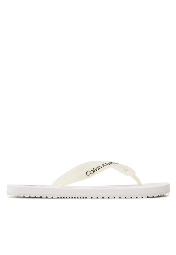 Calvin Klein Jeans Japonki Beach Sandal Logo YM0YM00656 Biały. Kolor: biały