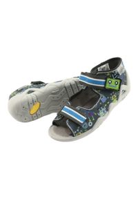 Befado obuwie dziecięce 250P098 niebieskie szare wielokolorowe zielone. Kolor: zielony, niebieski, wielokolorowy, szary. Materiał: bawełna, tkanina #2