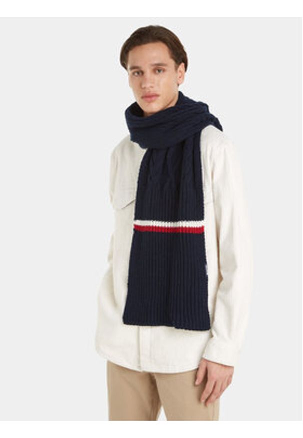 TOMMY HILFIGER - Tommy Hilfiger Szalik Monotype Chunky Knit Scarf AM0AM11507 Granatowy. Kolor: niebieski. Materiał: wełna, syntetyk