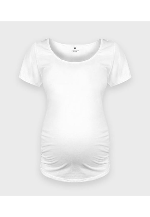 MegaKoszulki - Koszulka damska ciążowa - Oversize (bez nadruku, gładka), biała. Kolekcja: moda ciążowa. Kolor: biały. Wzór: gładki