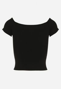 Born2be - Czarny T-shirt o Krótkim Fasonie z Hiszpańskim Dekoltem z Bawełny Irmalema. Kolor: czarny. Materiał: bawełna. Długość: krótkie. Sezon: lato #5