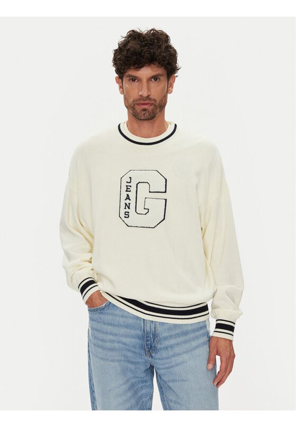 Guess Jeans Sweter M5YR21 Z3HM1 Écru Regular Fit. Materiał: bawełna