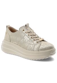 Sneakersy damskie Filippo, cholewka skóra naturalna licowa metaliczna sznurowane niska cholewka masywna podeszwa platforma casua, złote, DP6795/26. Okazja: na co dzień. Wysokość cholewki: przed kostkę. Zapięcie: sznurówki. Kolor: złoty. Materiał: skóra. Szerokość cholewki: normalna. Obcas: na platformie #1
