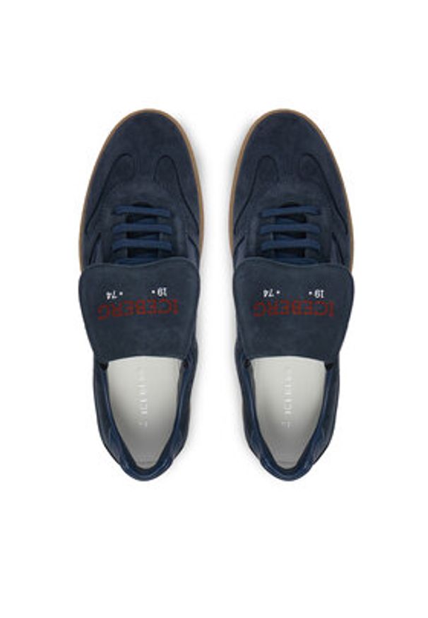 Iceberg Sneakersy 7795+ IU180909 Granatowy. Kolor: niebieski. Materiał: skóra, zamsz