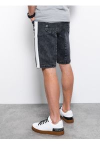 Ombre Clothing - Krótkie spodenki męskie jeansowe - czarne V3 W363 - XXL. Kolor: czarny. Materiał: jeans. Długość: krótkie #8