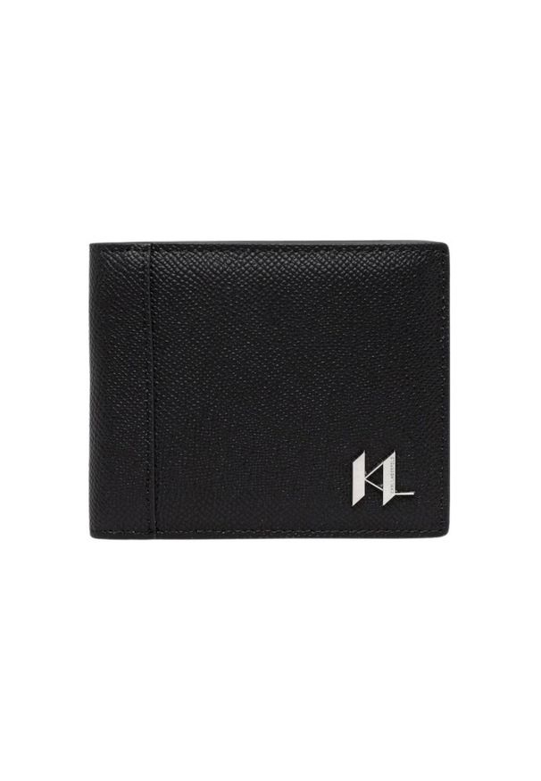 Karl Lagerfeld - KARL LAGERFELD Czarny portfel skórzany Monogram. Kolor: czarny. Materiał: skóra