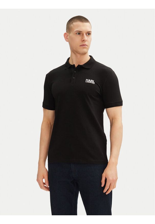 Karl Lagerfeld - KARL LAGERFELD Polo 745088 552235 Czarny Regular Fit. Typ kołnierza: polo. Kolor: czarny. Materiał: bawełna