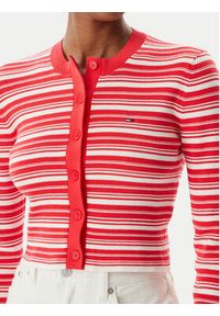 Tommy Jeans Kardigan DW0DW22314 Czerwony jasny Slim Fit. Kolor: czerwony. Materiał: bawełna #3