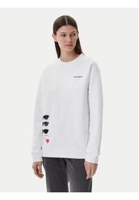 Karl Lagerfeld - KARL LAGERFELD Bluza A1W20076 Biały Relaxed Fit. Typ kołnierza: dekolt w karo. Kolor: biały. Materiał: bawełna #1