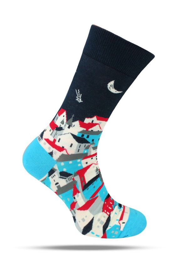 His Story - Tematyczne Skarpetki Bawełniane - Widok na Miasto. Kolor: wielokolorowy. Materiał: elastan, bawełna, poliamid