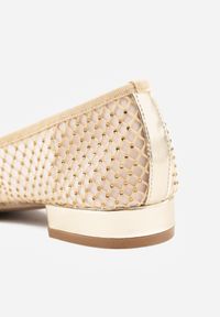 Renee - Beżowe Balerinki ze Skórzaną Wkładką Siateczkową Cholewką Kokardą i Cyrkoniami Dorixa. Okazja: na co dzień. Kolor: beżowy. Materiał: skóra. Szerokość cholewki: normalna. Styl: casual #7