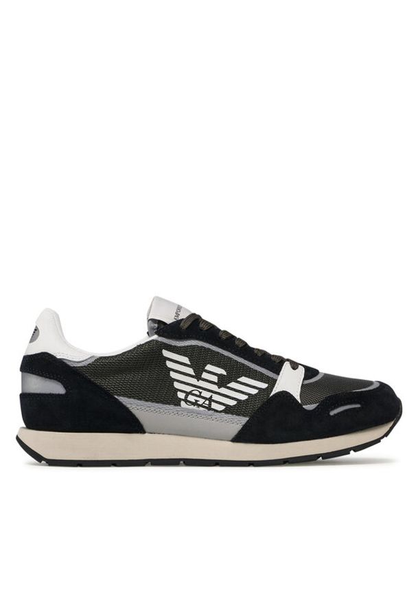 Emporio Armani Sneakersy X4X537 XM678 Q446 Khaki. Kolor: brązowy. Materiał: zamsz, skóra