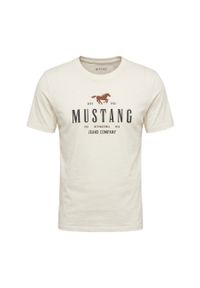 Męski T-Shirt Mustang Style Alex C Print Whisper White 1016683 2013. Wzór: nadruk #2