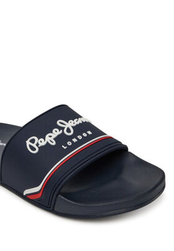 Pepe Jeans Klapki Slider Origin M PMS70160 Granatowy. Kolor: niebieski