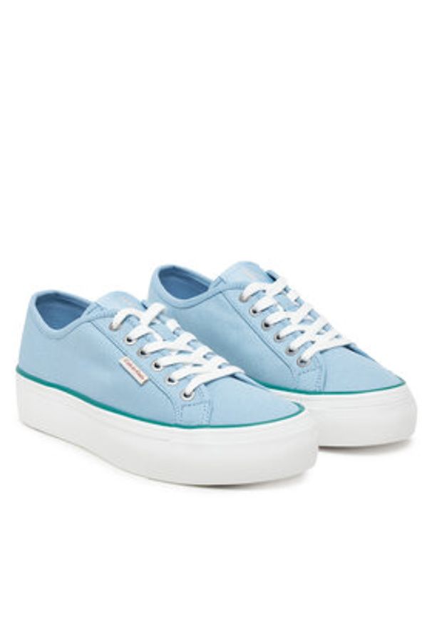 Calvin Klein Jeans Tenisówki Vulc Flatform Ctn Logo Tag YW0YW01838 Błękitny. Kolor: niebieski. Materiał: materiał