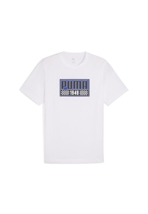 Puma - Męska koszulka Graphics Moto Sport PUMA White. Kolor: biały. Materiał: guma. Wzór: nadruk