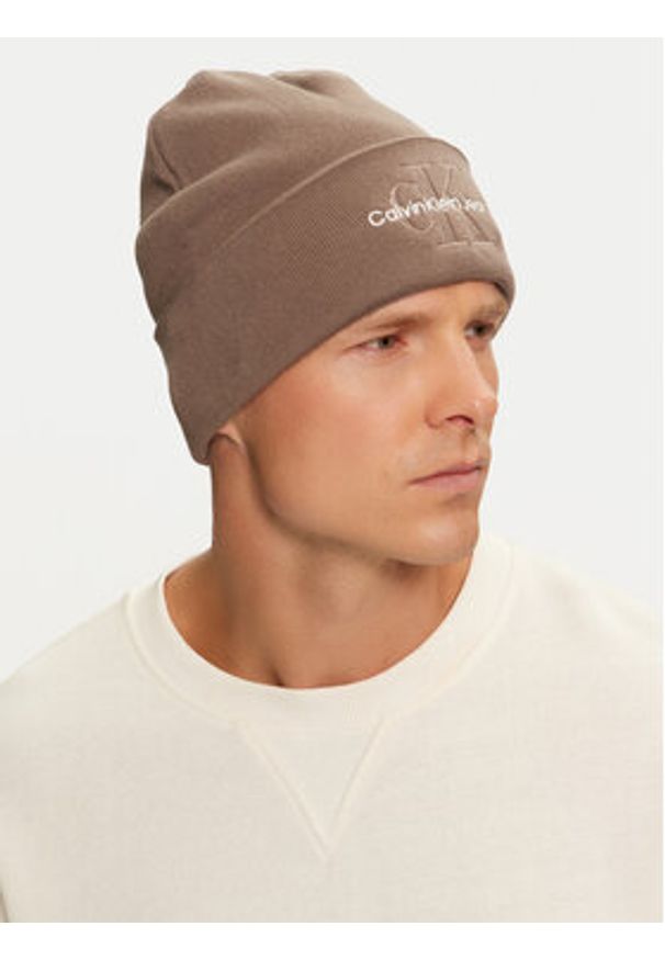 Calvin Klein Czapka Mono Logo Embro K50K512460 Brązowy. Kolor: brązowy. Materiał: materiał, bawełna