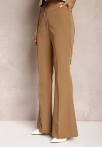 Renee - Brązowe Spodnie Dzwony High Waist Enyselle. Stan: podwyższony. Kolor: brązowy #4