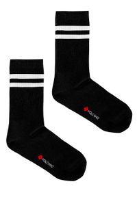 Volcano - Sportowe skarpety z paskami A-HUGO, dwupak. Materiał: poliester, elastan, prążkowany, bawełna, materiał, włókno. Wzór: paski, nadruk #1