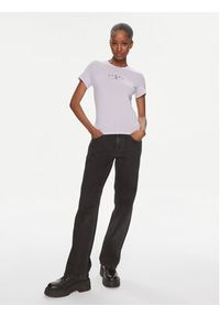 Tommy Jeans T-Shirt Essential Logo DW0DW18140 Fioletowy Slim Fit. Kolor: fioletowy. Materiał: bawełna #5