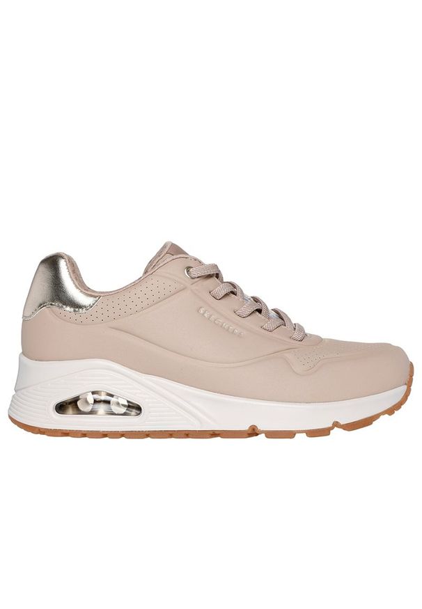 skechers - Buty damskie Skechers Uno Shimmer Away 155196NUDE - beżowe. Zapięcie: sznurówki. Kolor: beżowy. Materiał: skóra, syntetyk, guma. Szerokość cholewki: normalna. Model: Skechers Sport