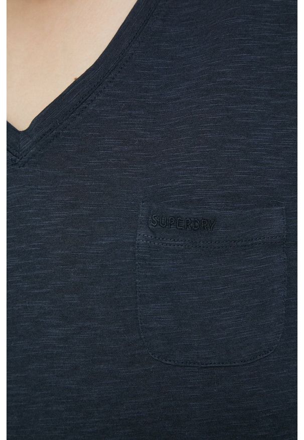 Superdry longsleeve damski kolor granatowy. Kolor: niebieski. Materiał: bawełna, dzianina, włókno. Długość rękawa: długi rękaw