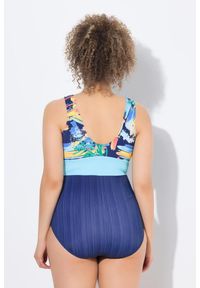 ULLA POPKEN - Damski Strój kąpielowy okrągły dekolt miękkie miseczki z recyklingu. Kolekcja: plus size. Kolor: niebieski. Materiał: elastan, materiał, poliamid, poliester #2