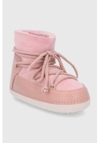 Inuikii Śniegowce kolor różowy. Nosek buta: okrągły. Zapięcie: sznurówki. Kolor: różowy. Materiał: guma, wełna