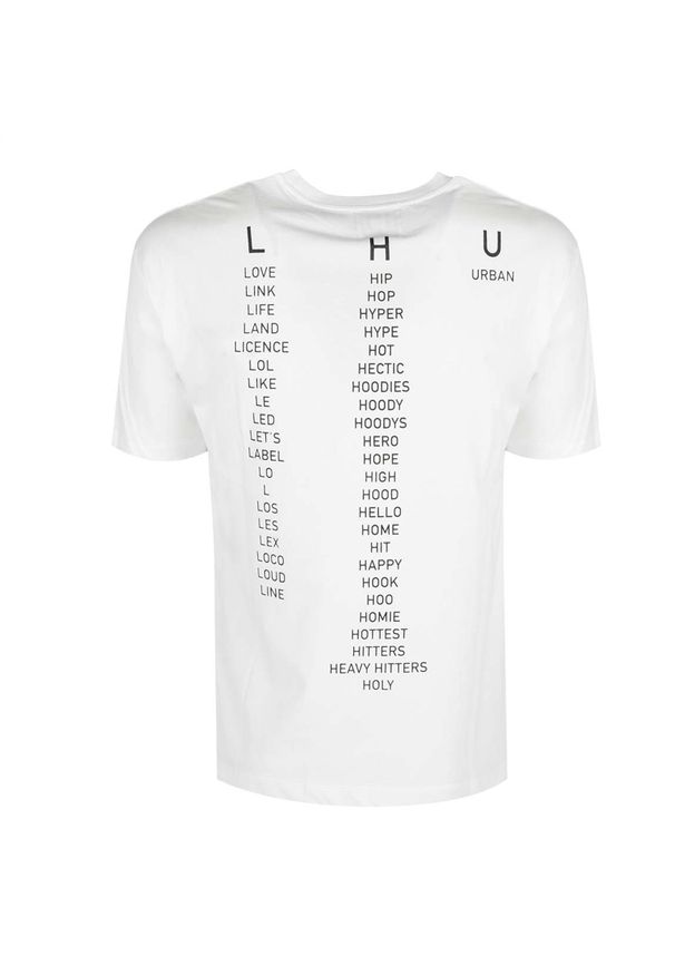 Les Hommes T-shirt "Typography" | UHT214 700P | Typography T-Shirt | Mężczyzna | Czarny, Biały. Okazja: na co dzień. Kolor: czarny, biały, wielokolorowy. Materiał: bawełna. Wzór: nadruk. Styl: casual
