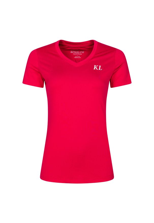 KINGSLAND - Koszulka jeździecka z dekoltem V dla kobiet Kingsland. Typ kołnierza: dekolt w serek. Kolor: różowy. Długość rękawa: długi rękaw