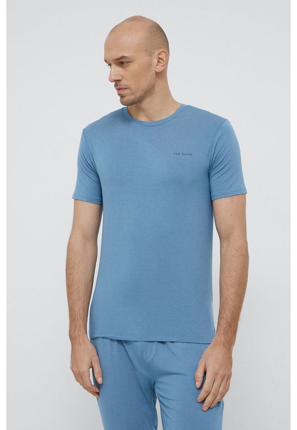 Ted Baker T-shirt piżamowy gładka. Kolor: niebieski. Materiał: dzianina. Wzór: gładki