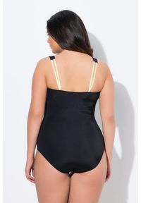 ULLA POPKEN - Damski Kostium kąpielowy kwiaty miękkie miseczku. Kolekcja: plus size. Kolor: czarny. Materiał: poliester, elastan, poliamid, materiał. Wzór: kwiaty