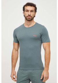 Hugo - HUGO t-shirt bawełniany 3-pack kolor szary z nadrukiem. Kolor: szary. Materiał: bawełna. Długość rękawa: krótki rękaw. Długość: krótkie. Wzór: nadruk #4