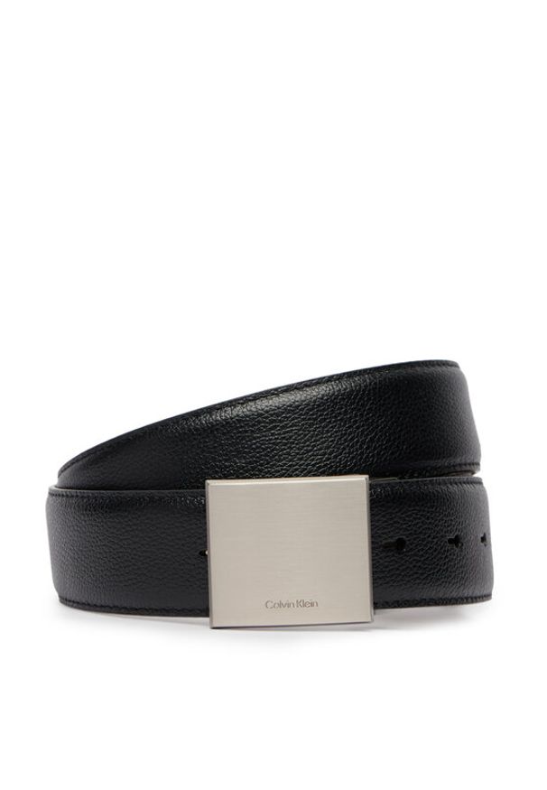Calvin Klein Pasek Dress Plaque Pebble 35Mm Adj LV04D7080G Czarny. Kolor: czarny. Materiał: skóra