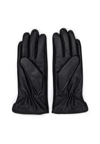 Wittchen - Damskie rękawiczki skórzane z połyskującym wykończeniem czarne. Kolor: czarny. Materiał: skóra. Styl: klasyczny, elegancki