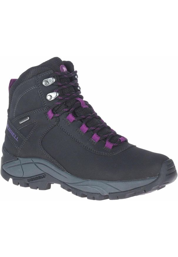 Buty Trekkingowe Damskie Merrell Vego Mid LTR Waterproof. Kolor: czarny. Materiał: skóra. Styl: sportowy