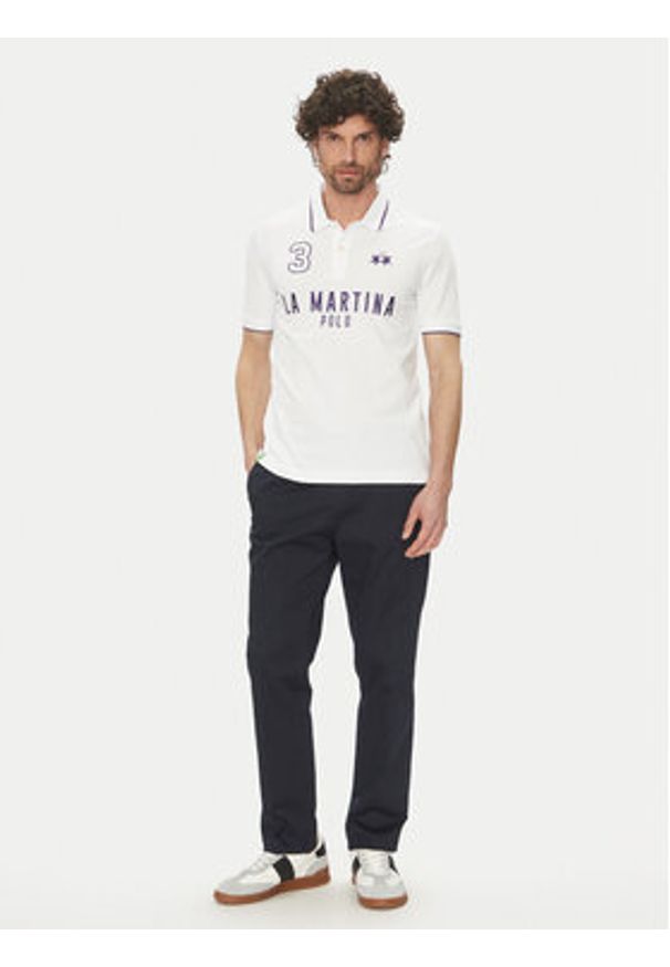 La Martina Polo Yeshayahu MAP320 PK001 Biały Regular Fit. Typ kołnierza: polo. Kolor: biały. Materiał: bawełna