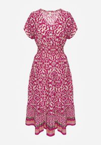 Renee - Fioletowa Sukienka z Bawełny z Trójkątnym Dekoltem i Gumką w Talii Zapinana na Guziki Lavlea. Okazja: na co dzień. Kolor: fioletowy. Materiał: bawełna. Długość rękawa: krótki rękaw. Sezon: lato. Typ sukienki: proste. Styl: wizytowy, casual #6