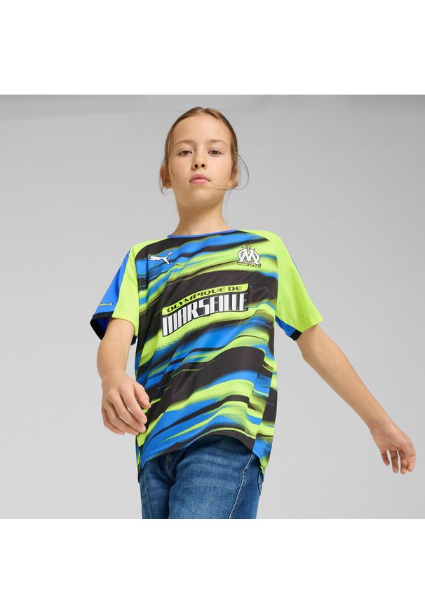 Puma - Maillot Faster dla dzieci OM 2024/25. Kolor: niebieski. Sport: piłka nożna
