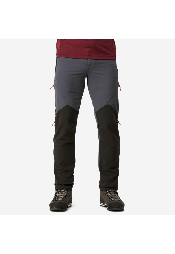 FORCLAZ - Spodnie trekkingowe męskie Forclaz MT900 wiatroodporne. Kolor: czarny, szary, wielokolorowy. Materiał: tkanina, materiał. Wzór: ze splotem