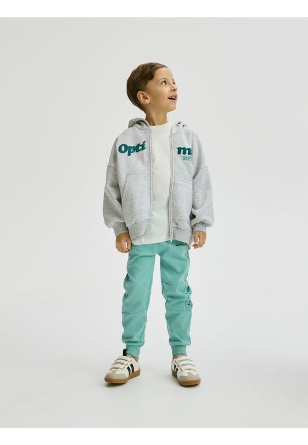 Reserved - Rozpinana bluza oversize - jasnoszary. Kolor: szary. Materiał: dzianina, bawełna