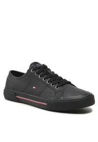 TOMMY HILFIGER - Tenisówki Tommy Hilfiger - Core Corporate Vulc Leather FM0FM04561 Black BDS. Kolor: czarny. Materiał: skóra. Styl: klasyczny #1