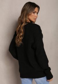 Renee - Czarny Sweter o Klasycznym Fasonie z Wełną i Ściągaczami Tuzza. Kolor: czarny. Materiał: wełna. Styl: klasyczny #4