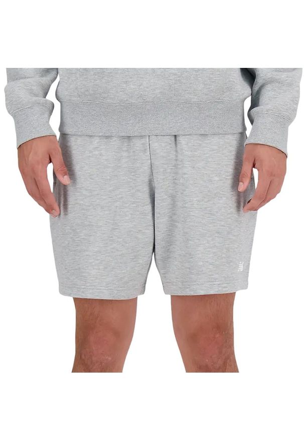 Spodenki New Balance MS41520AG - szare. Kolor: szary. Materiał: poliester, bawełna, dresówka