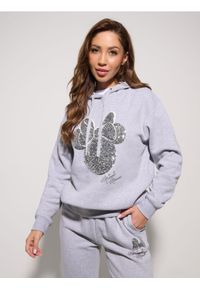 Sinsay - Bluza hoodie z ozdobnymi cekinami Minnie Mouse - szary. Kolor: szary. Wzór: motyw z bajki #1