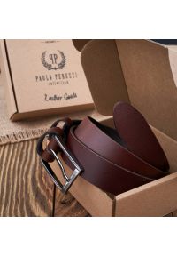 Pasek skórzany 110 CM brązowy PAOLO PERUZZI PG-03-BRBL-110. Kolor: brązowy. Materiał: skóra. Wzór: paski. Styl: klasyczny, casual, elegancki #1