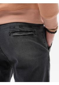 Ombre Clothing - Spodnie męskie jeansowe SLIM FIT P1077 - czarne - XXL. Kolor: czarny. Materiał: jeans. Styl: klasyczny