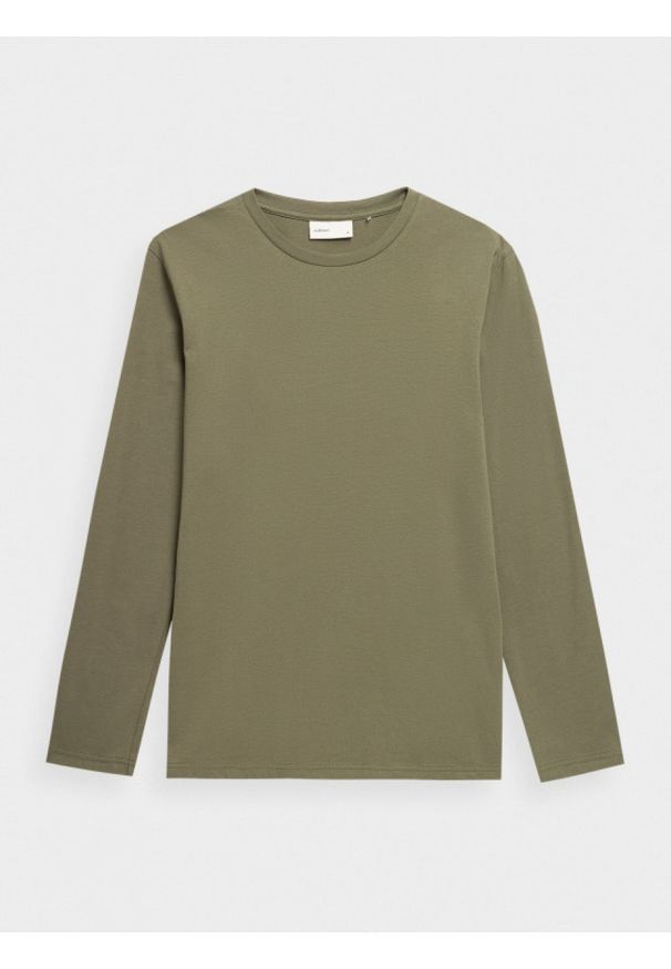 outhorn - Longsleeve gładki męski - khaki. Okazja: na co dzień. Kolor: brązowy. Materiał: bawełna, jersey. Długość rękawa: długi rękaw. Wzór: gładki. Styl: casual, klasyczny