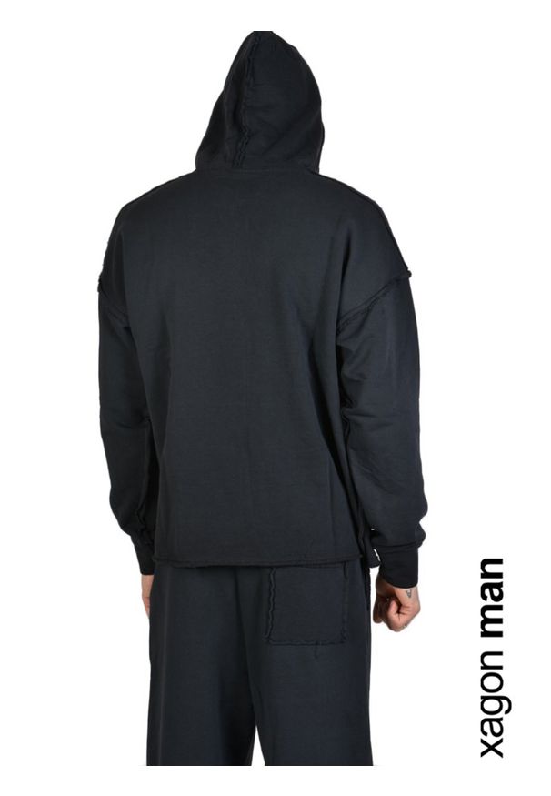 Xagon Man Bluza | P2108 1J 21005 | Mężczyzna | Czarny. Okazja: na co dzień. Typ kołnierza: kaptur. Kolor: czarny. Materiał: bawełna. Wzór: aplikacja. Styl: casual